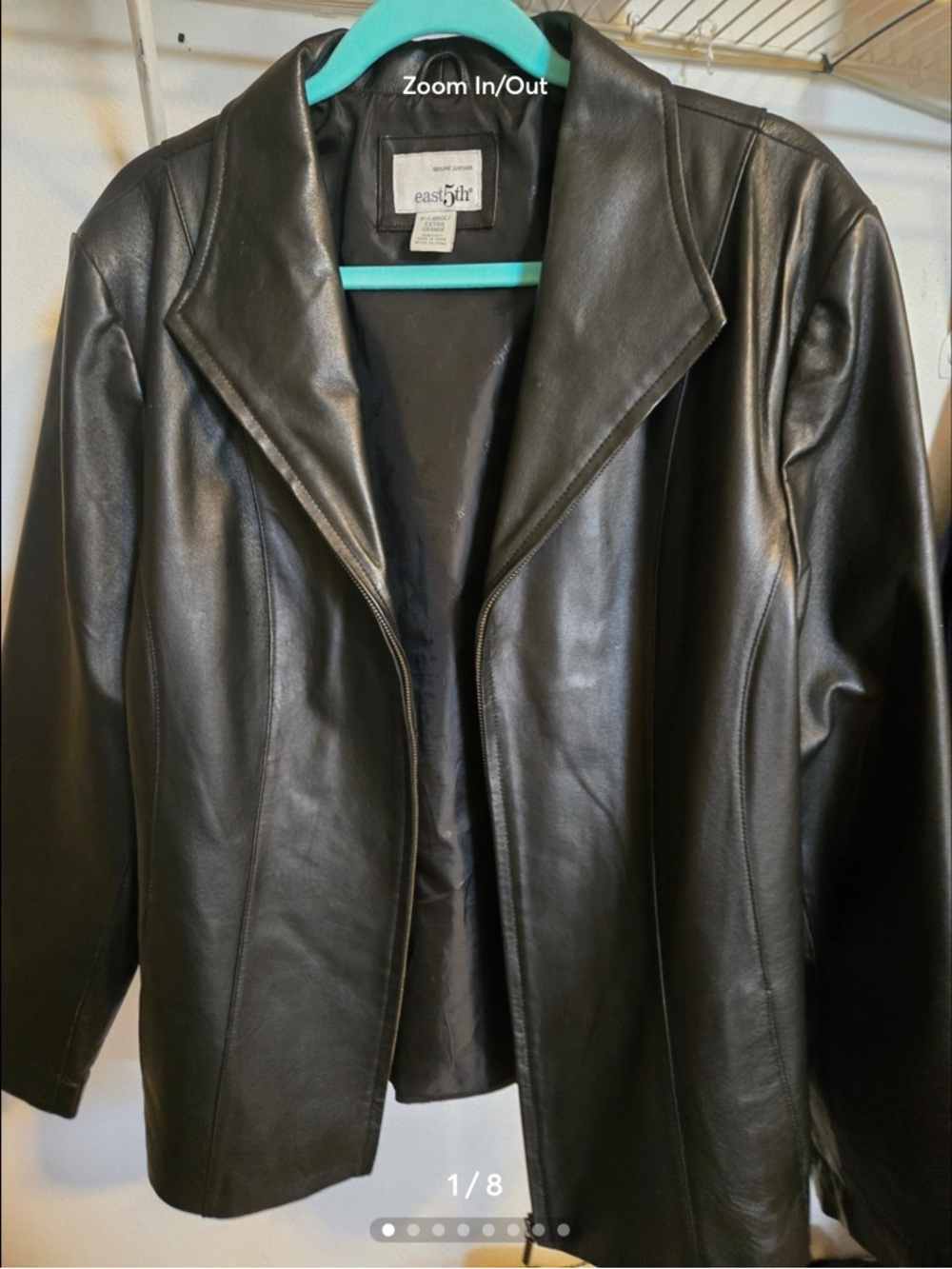 Vintage East 5th Women's Black Leather Blazer Jacket, Like New
